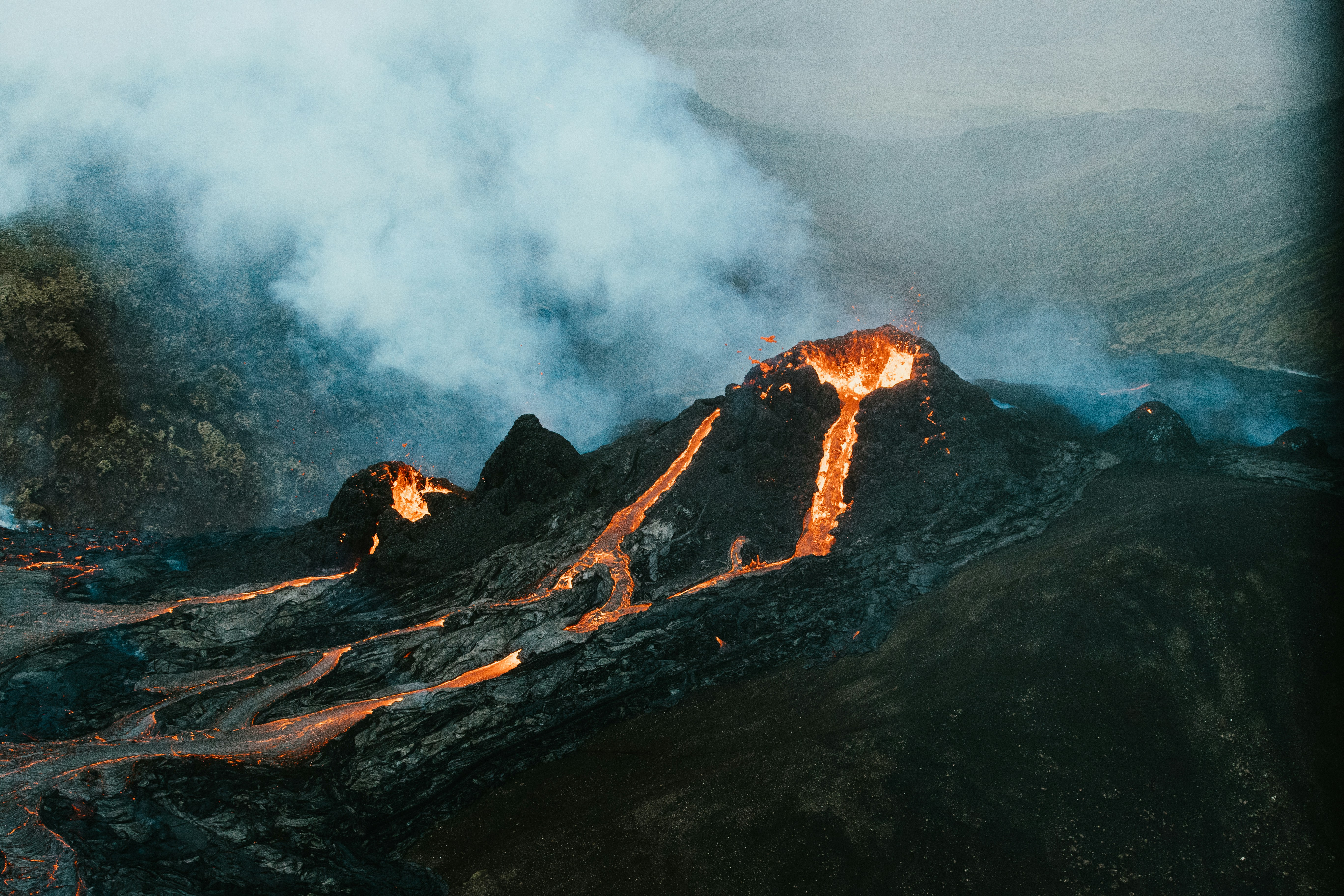 Fresh black lava fields on the Fimmvörðuháls route from the 2010 eruption